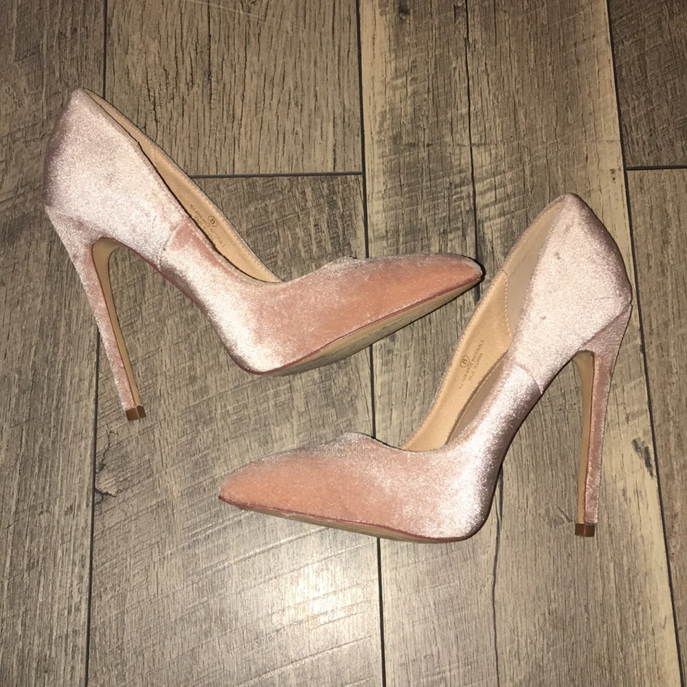 Pink suede heels